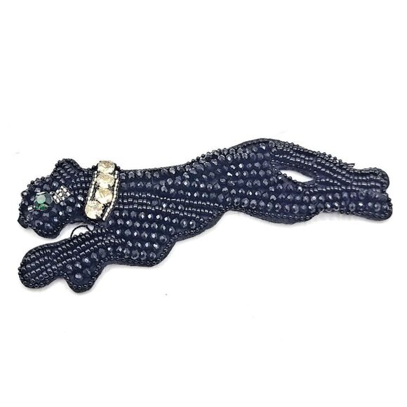 Beaded Leopard Applique Sew on Rhinetone 5in long - Picture 1 of 6